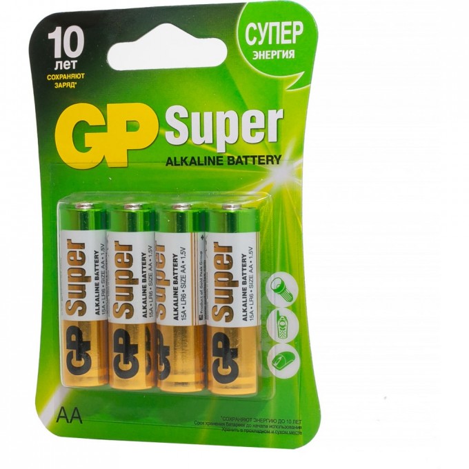 Алкалиновые батарейки GP Super Alkaline 15A-2CR4