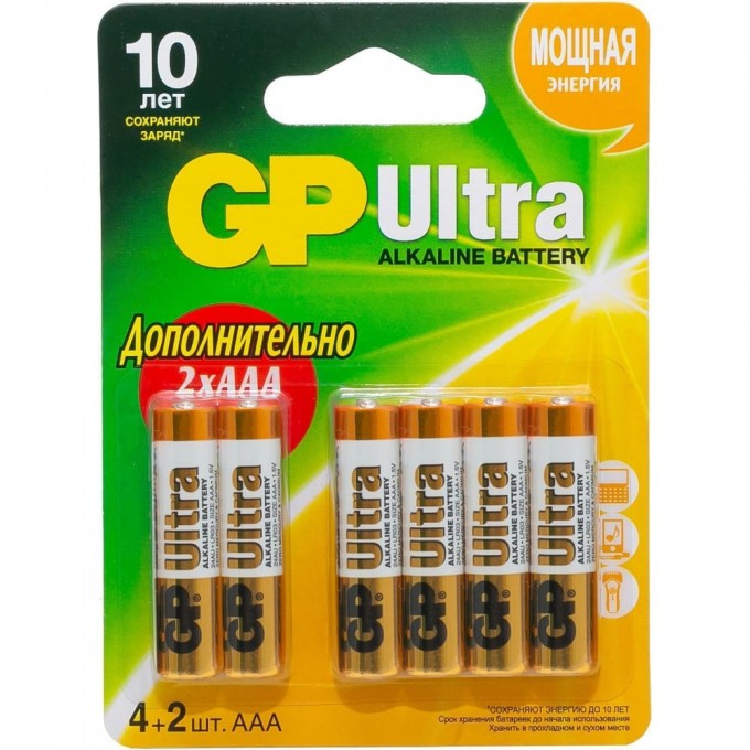 Алкалиновые батарейки GP Ultra Alkaline 24AU4/2-2CR6 ULTRA 72/720